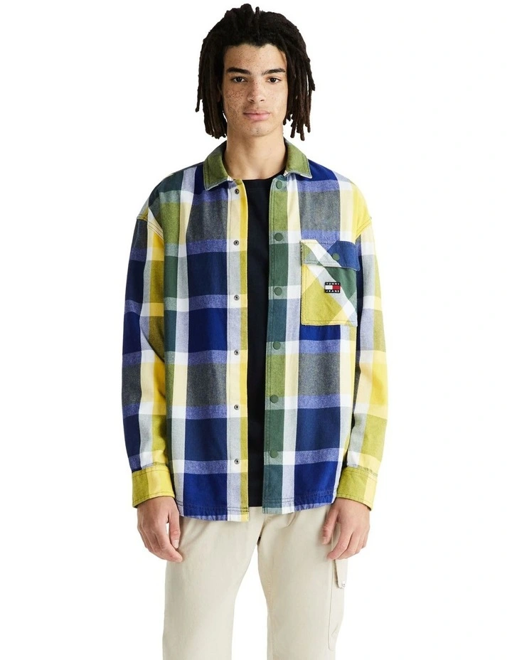Twill Check Overshirt in Yellow