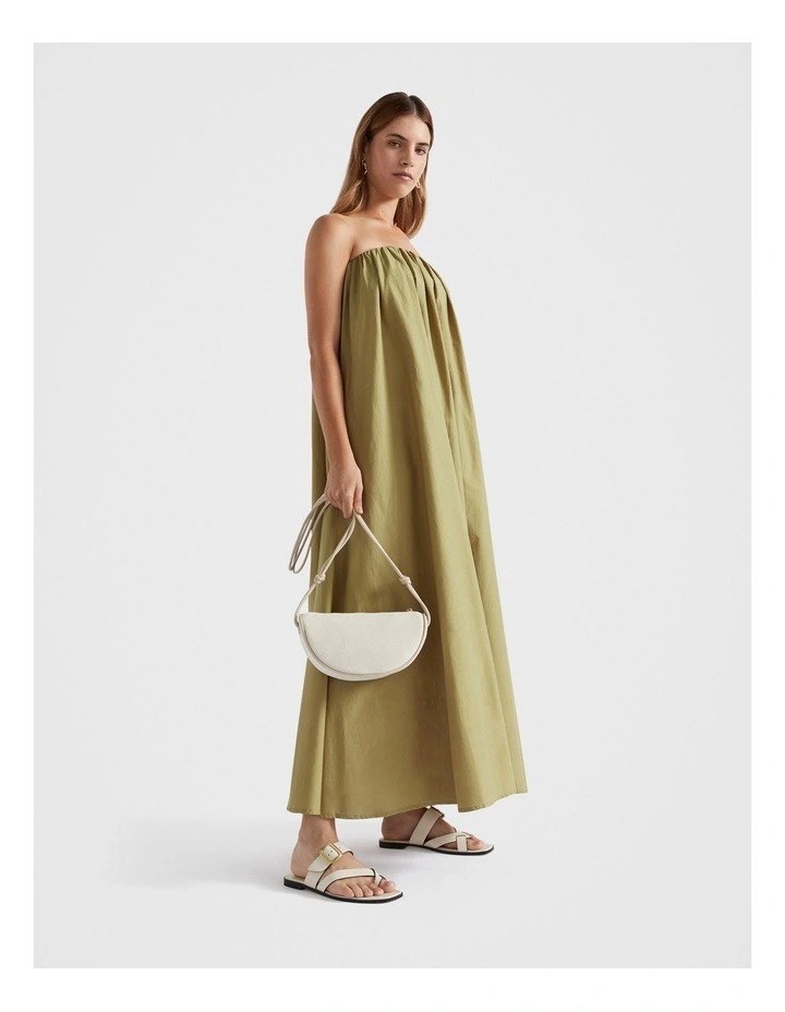 Voile Gathered Strapless Maxi Dress in Pistachio
