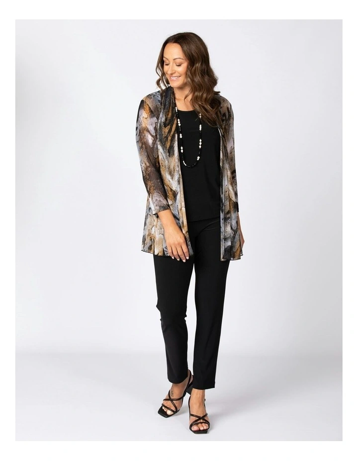 Naomi Printed Mesh Cardigan in Black