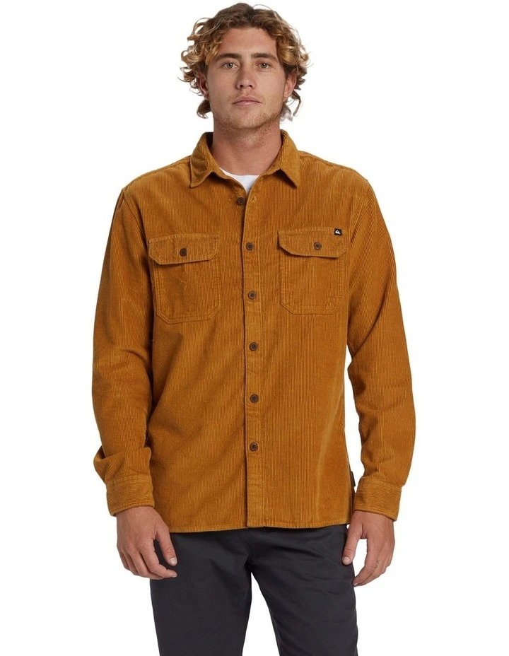 Venture Long Sleeve Corduroy Shirt in Bone Brown