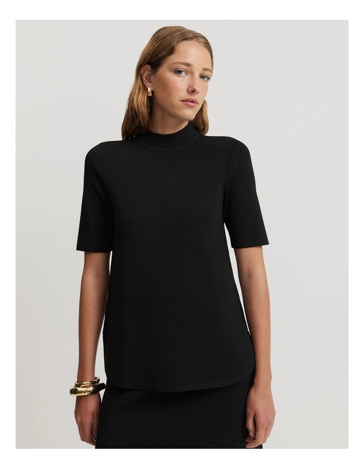 Compact Knit Zip Top in Black