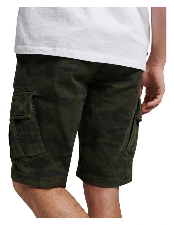 Organic Cotton Vintage Core Cargo Shorts in Overdyed Camo