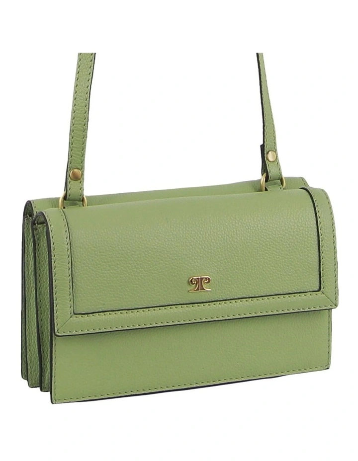 Leather Flap Over Cross-Body Bag in Jade
