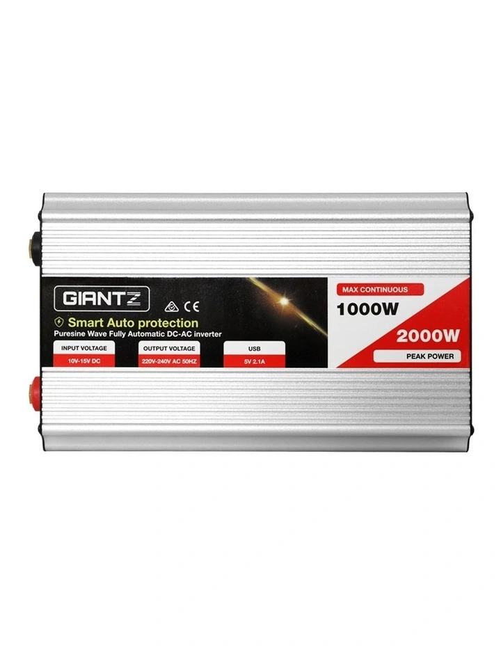 Giantz Power Inverter 1000W/2000W Pure Sine Wave 12V-240V Camping Boat Caravan