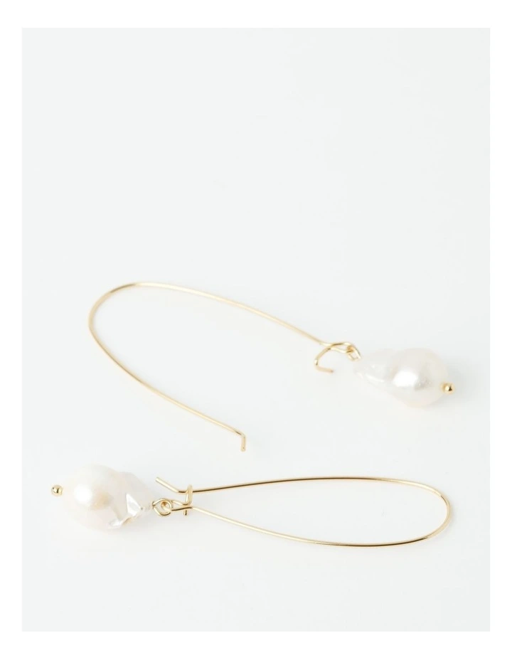 Irregular Pearl Fine Drop Earrings in Gold