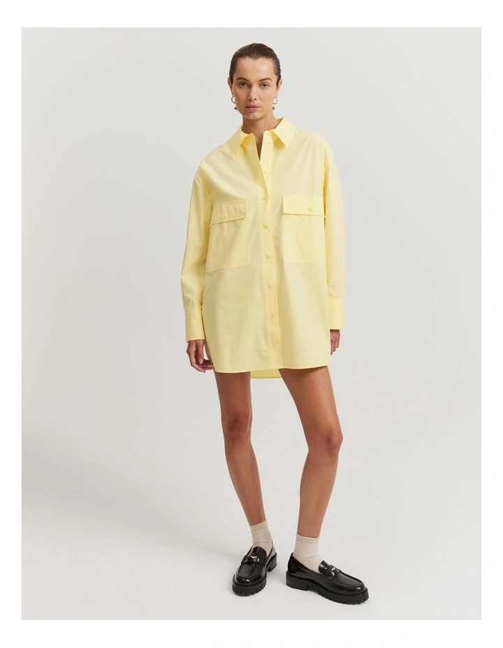 Organically Grown Cotton Pocket Detail Shirt in Lemon