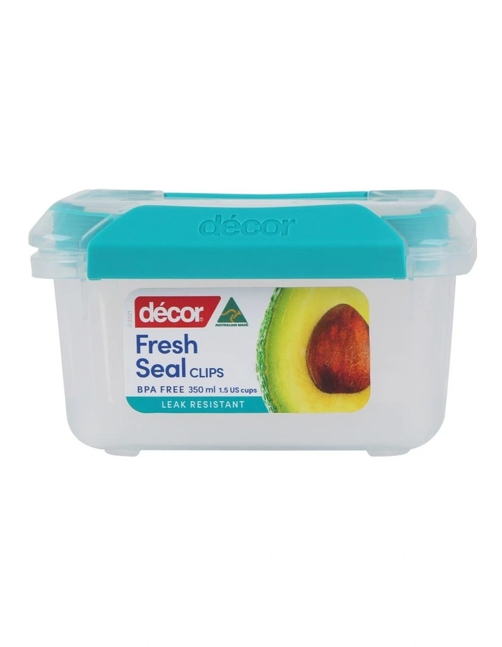 Fresh Seal Clips Oblong Food Storage 350ml in Clear Green