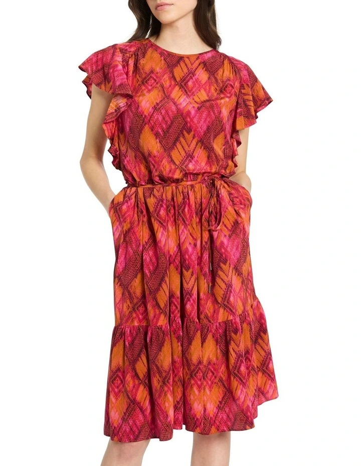 Sunset It off Silk Dress in Pink