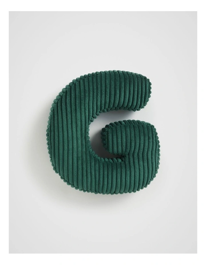 Ivy Cord Initial Cushion G in Green