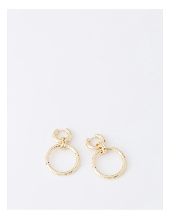 Double Front Facing Hoop Earring in Gold