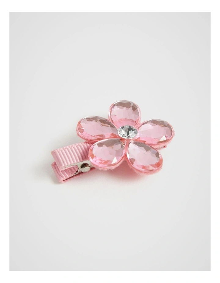 Jewel Flower Duck Clip in Pink
