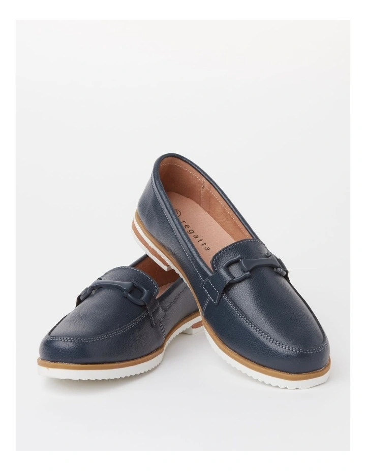 Kate Flat Shoes In Navy Smooth