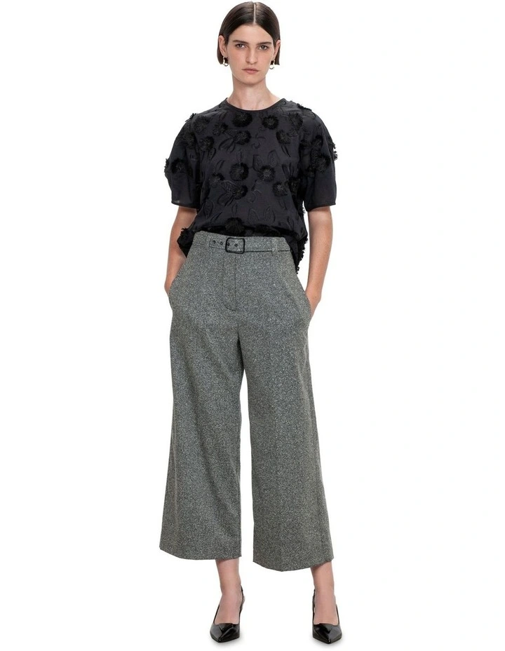 3D Floral Cotton Top in Black