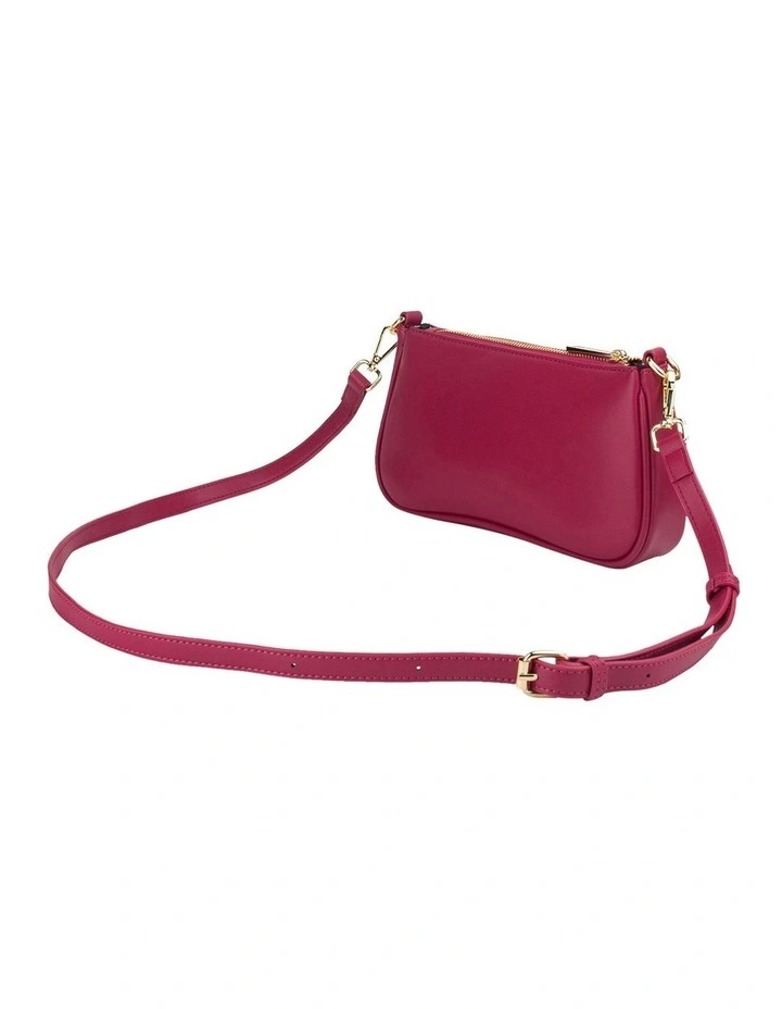 Carly Ruched Strap Shoulder Bag in Magenta