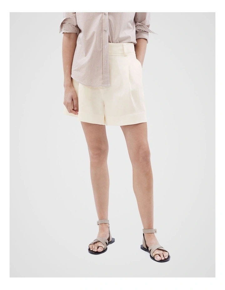 Tailored Linen Blend Shorts in Stone