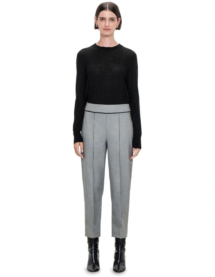 Sheer Merino Cropped Knit Top in Black