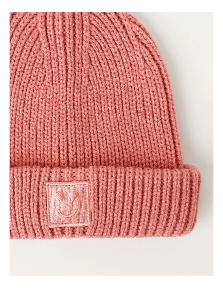 Smiley Beanie in Coral