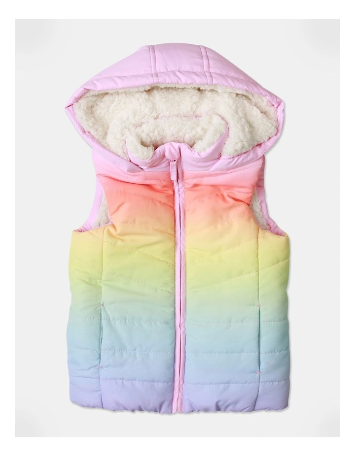 Sherpa Lining Puffer Vest (3-8 Years) in Rainbow