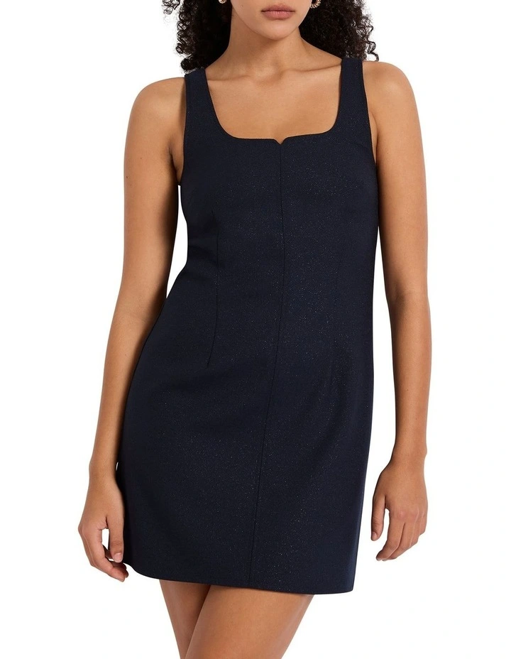 Avril Metallic Mini Dress in Navy Sparkle