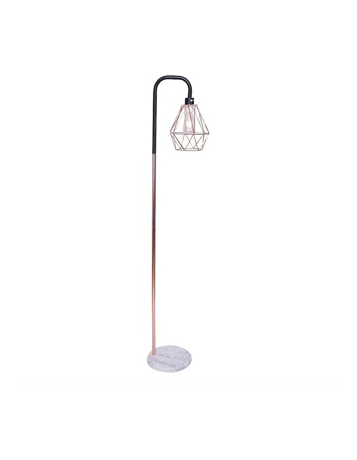 Geometric Rose Gold Floor Lamp with Marble Base