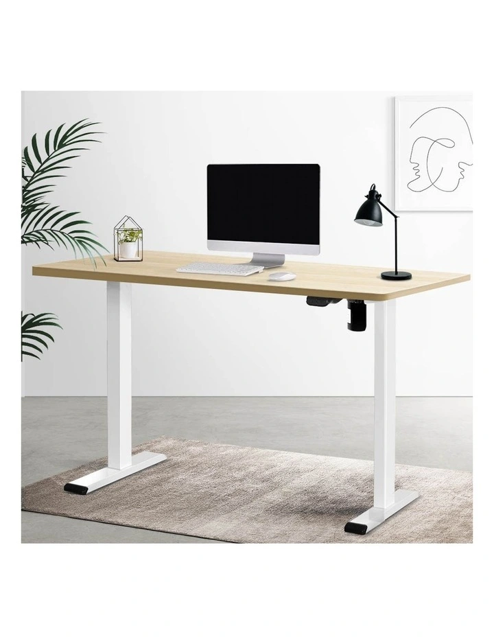 Electric Standing Desk 140cm in White/Oak