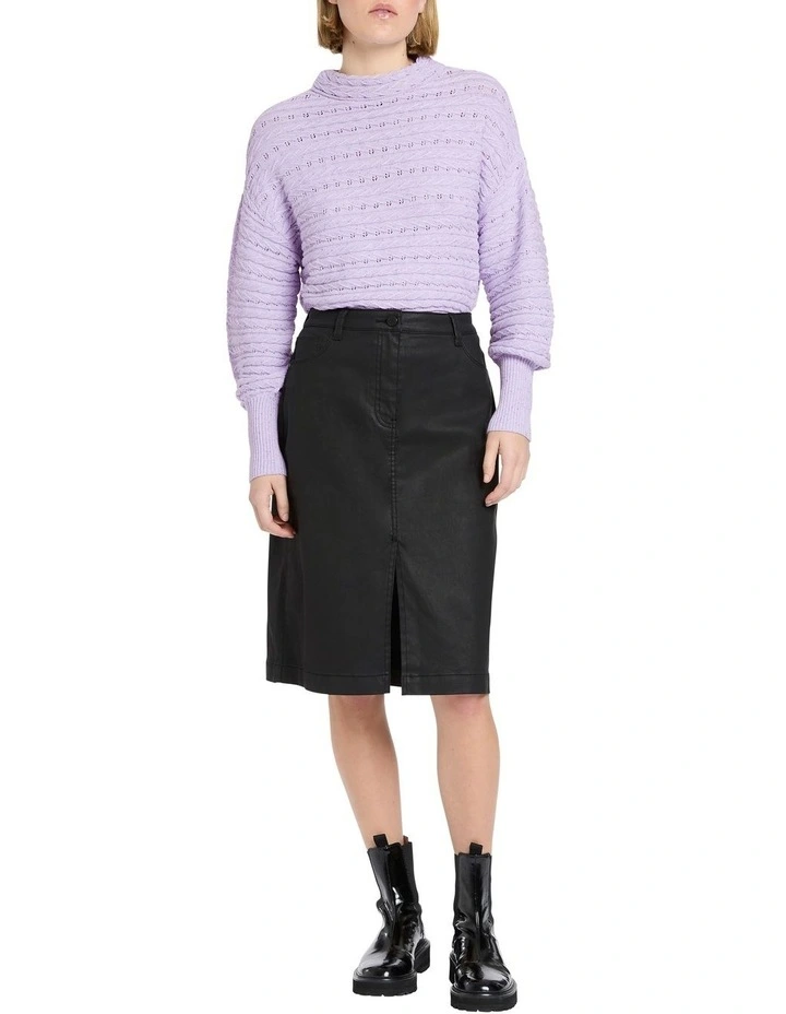 Waterloo Coated Denim Skirt in Black
