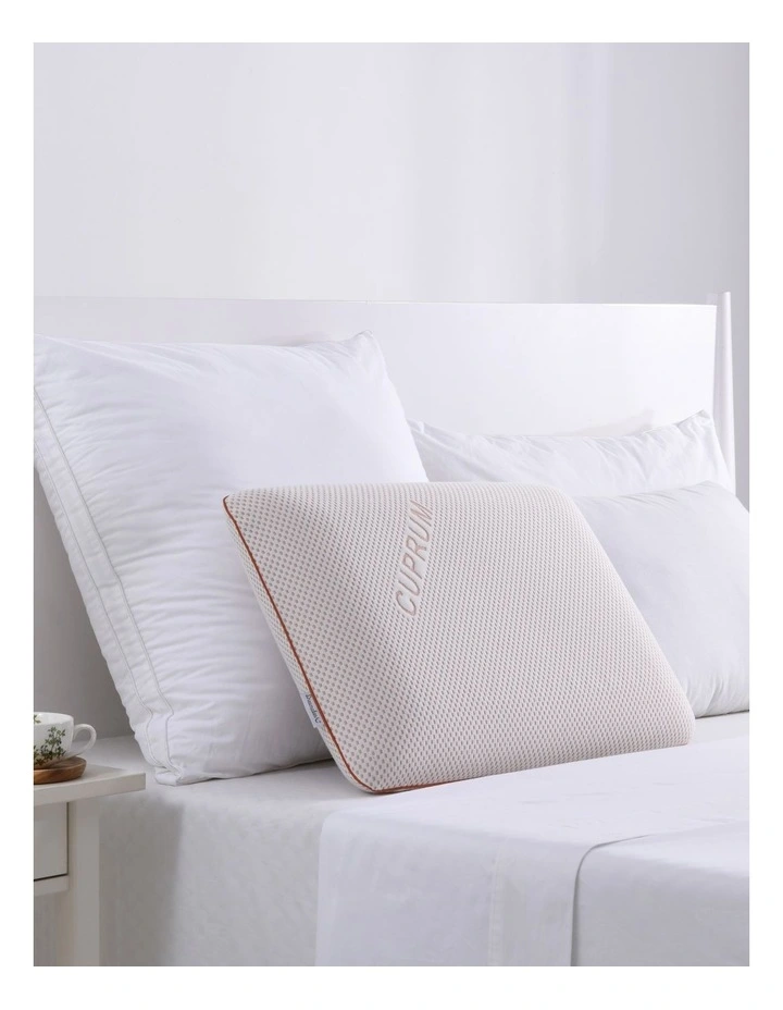 Copper Cooling Gel Top Memory Foam Pillow Standard 60x40 12cm in Rust Red