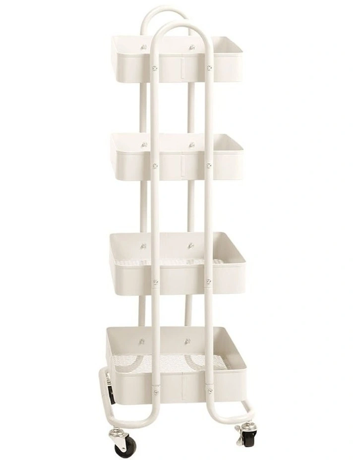 4 Tiers Kitchen Storage Trolley in White