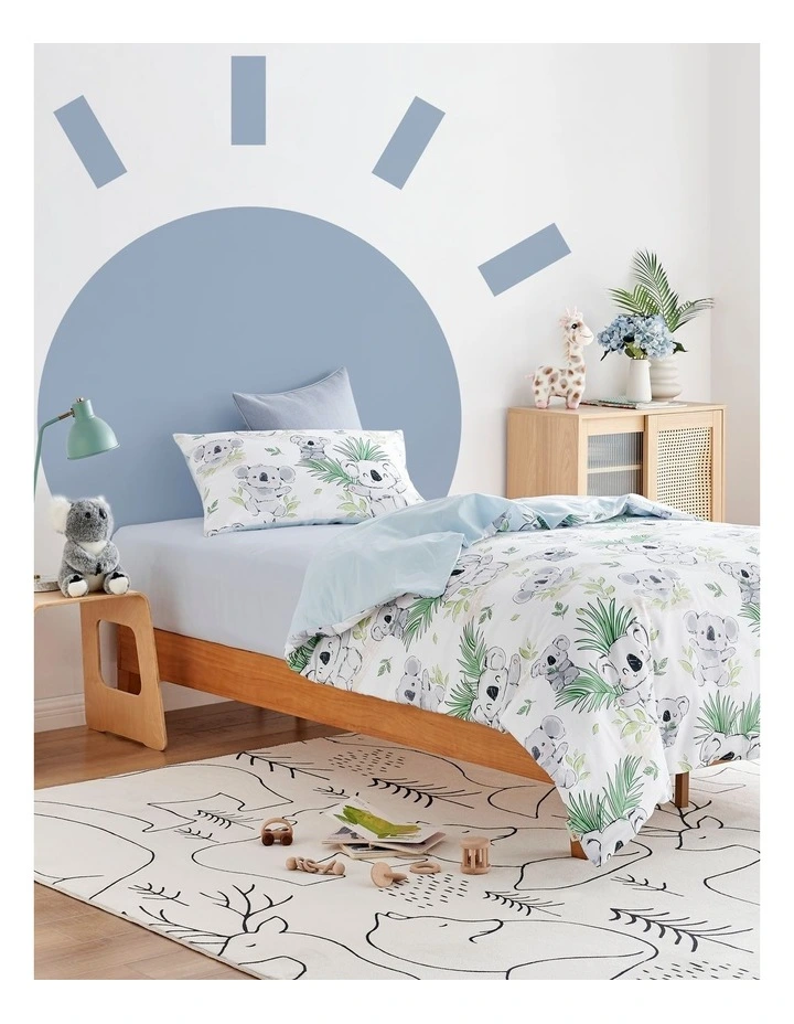 Koala Cuddles Quilt Cover Set in White