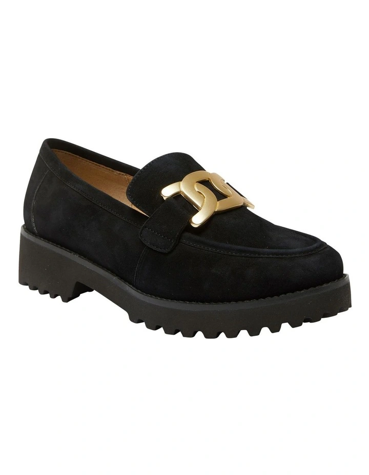 Valley Flat Suede Loafers in Black