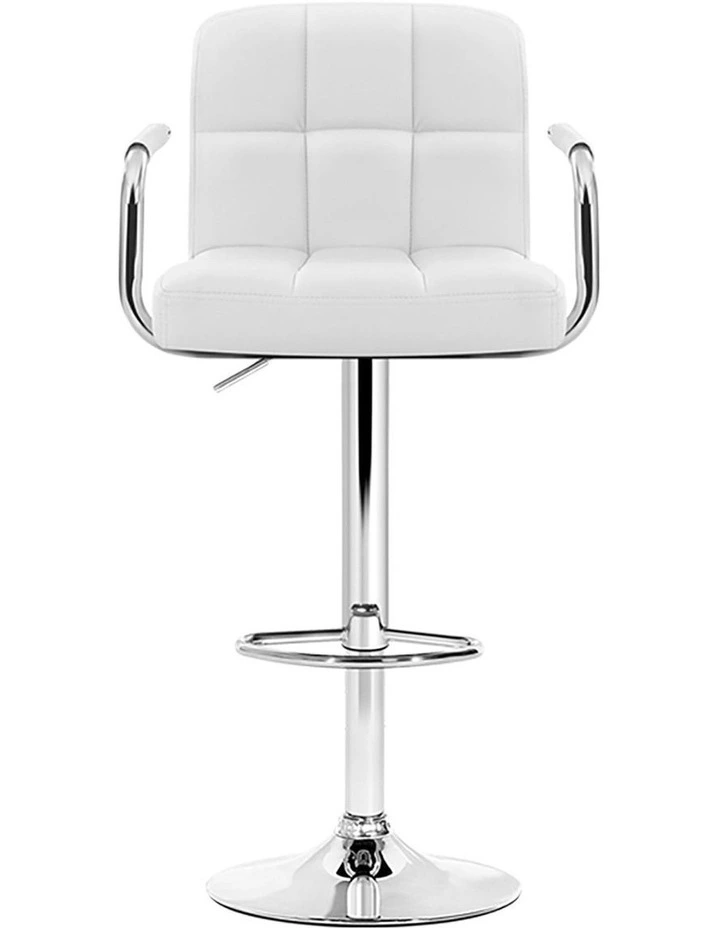 Noa Leather Bar Stool x4 in White