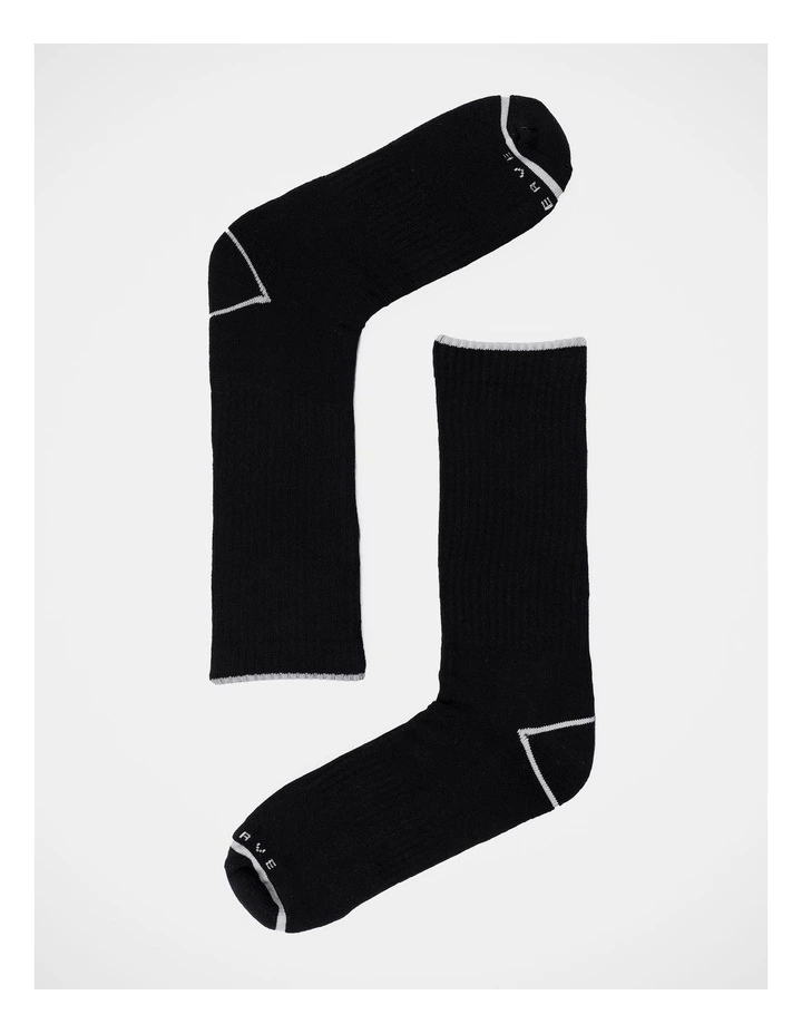 Organic Cotton Crew Sports Socks 3 Pack in Black