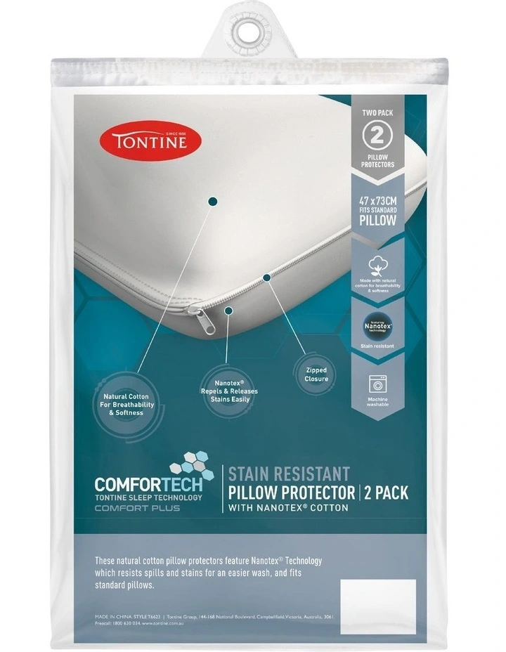Comfortech Stain Resistant Pillow Protector 2 Pack