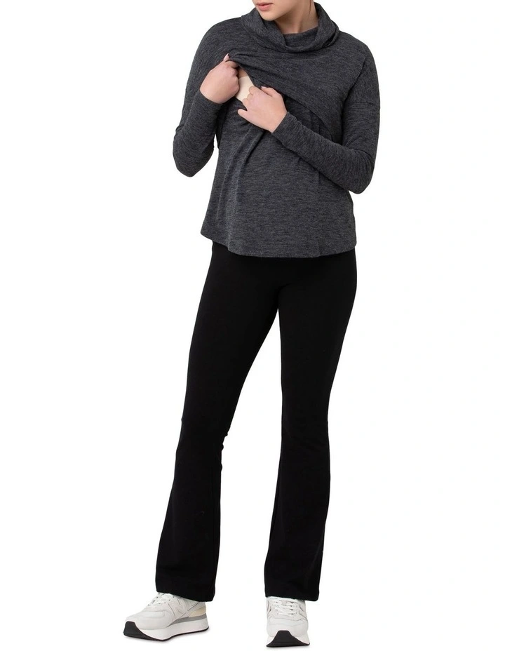 Cameron Roll Neck Nursing Top in Charcoal