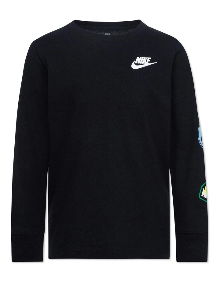Retro Sticker Long Sleeve Tee in Black