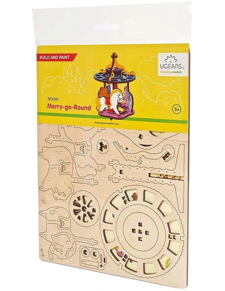 3D Colouring Merry-Go-Round 23 Piece Wooden Puzzle Kit (5+ Years)