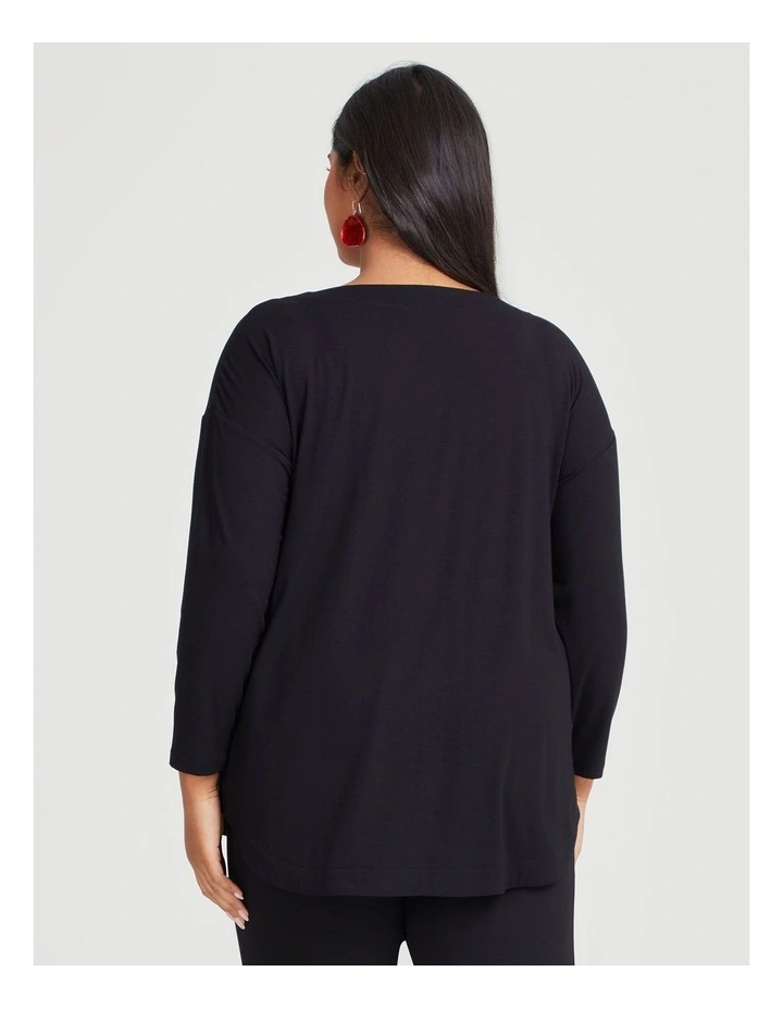 Natural Arla Abstract Top in Black