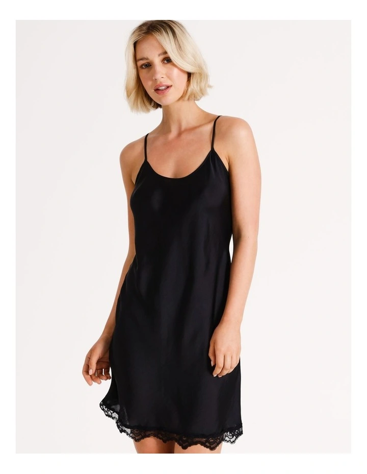 Signature Satin Chemise in Black
