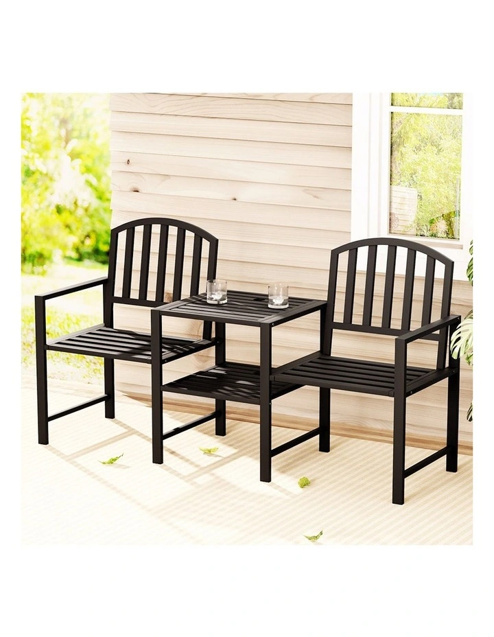 Outdoor Steel Table Garden Bench in Black