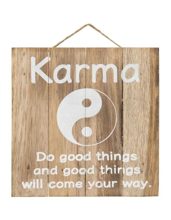 Handmade Karma Sign Wall Art in Brown