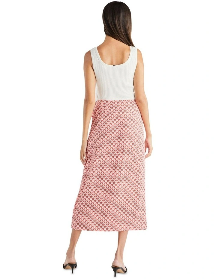 Seal Print Wrap Midi Skirt in Red