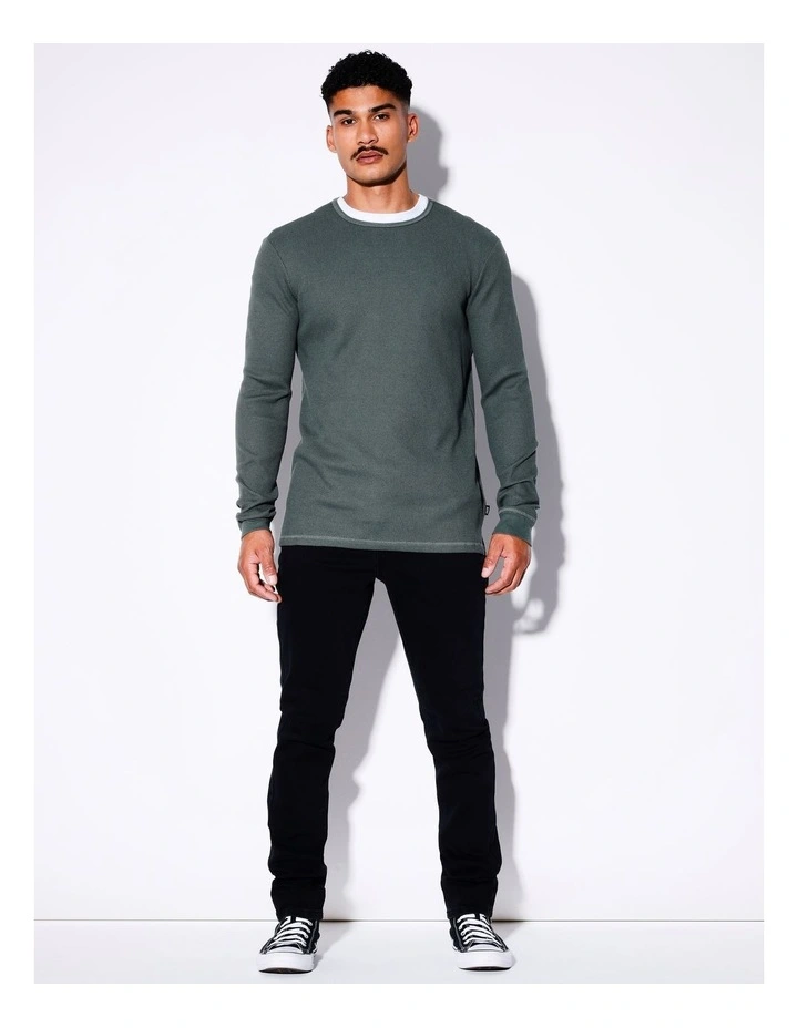 Oliver Ls Waffle Tee in Green