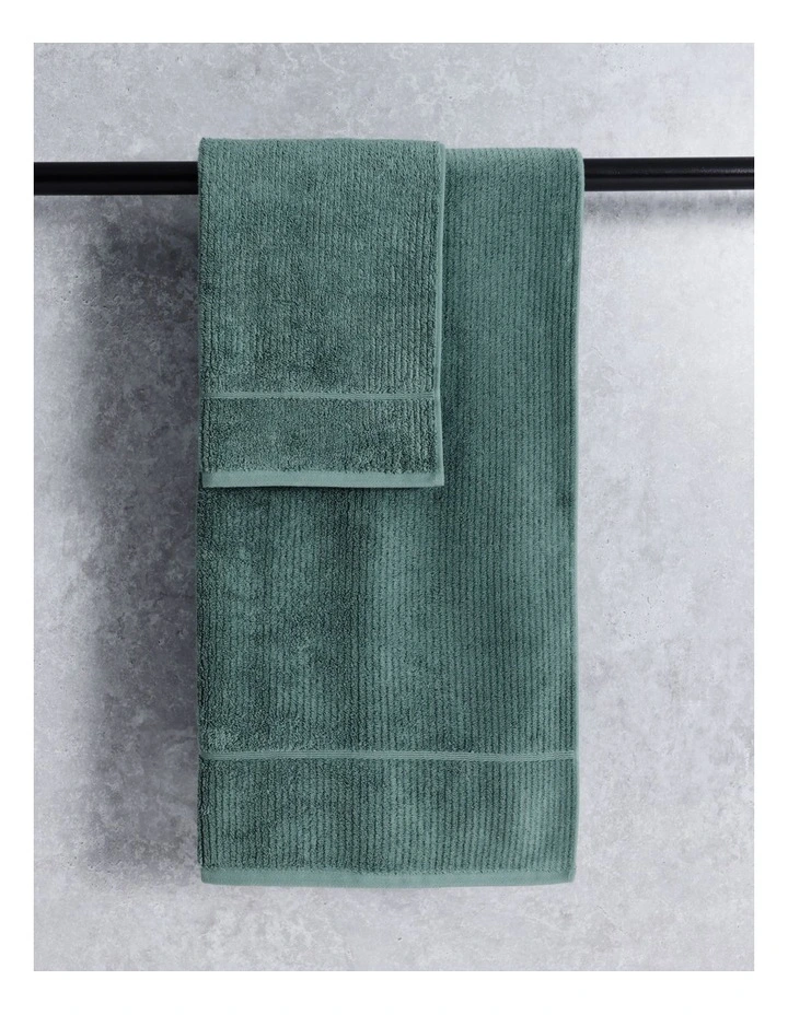 Combed Cotton Ribbed Towel Range in Sea Pine