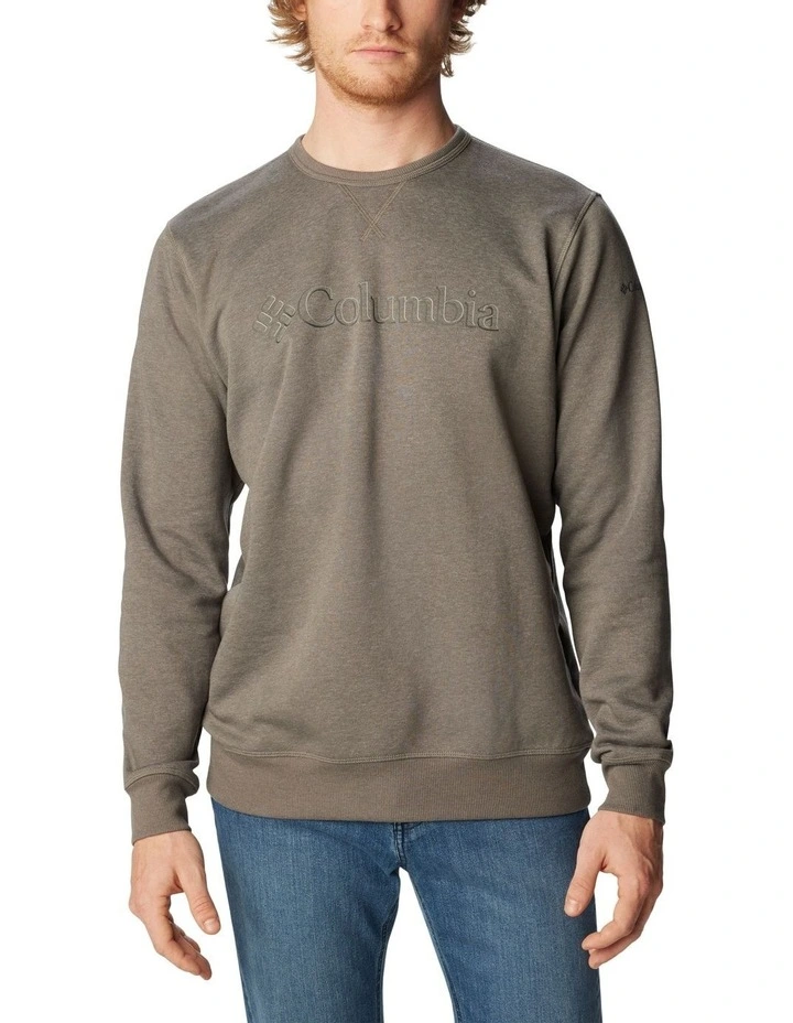 Logo Fleece Crew Pullover in Grey