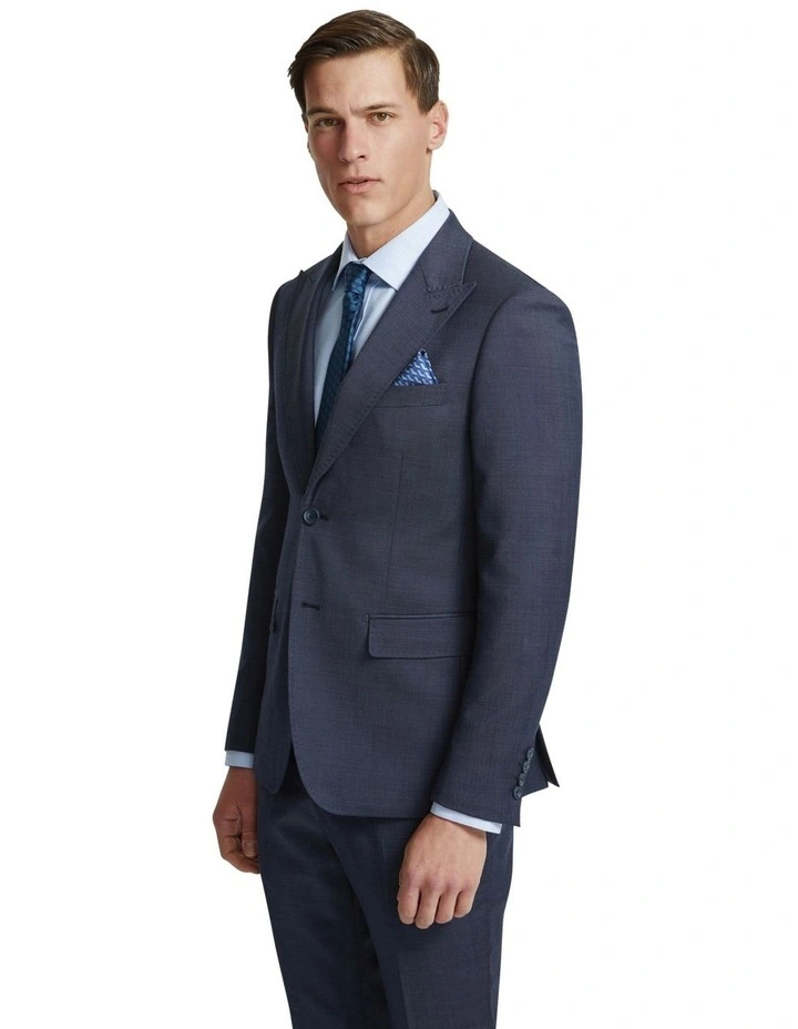Byron Wool Suit Jacket With Peak Lapel in Steel