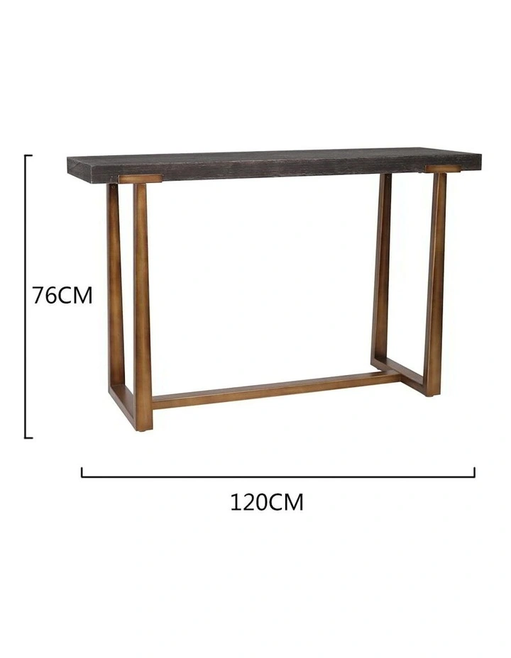 Lustre Emporium Console Table in Distressed Gold/Black