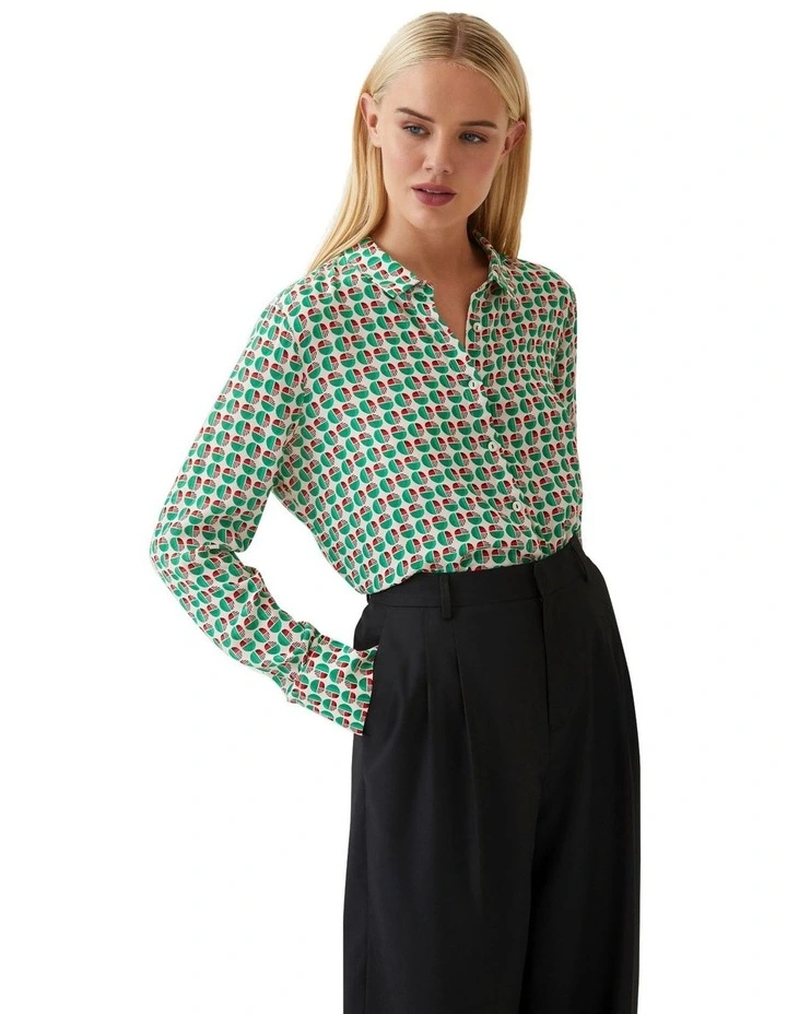 Poppy Printed Blouse in Green