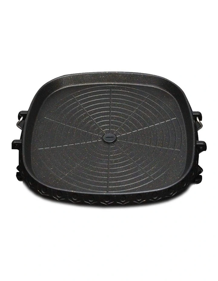 Portable Korean BBQ Butane Gas Stove Stone Grill Plate in Black