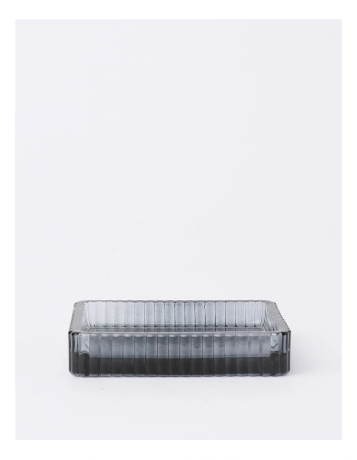 Ribbed Glass Tray in Blue