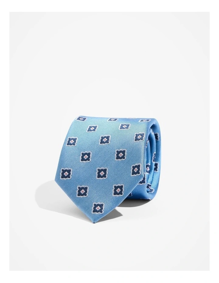 Silk Geometric Tie in Light Blue
